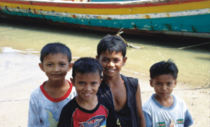 Children from fishers' village, Aceh province, Indonesia. Photo and copyright: John Kurien